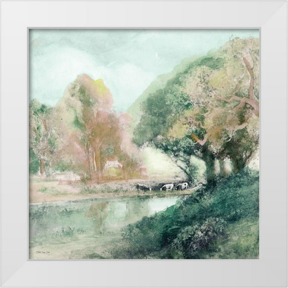 Stellar Design Studio 15x15 White Modern Wood Framed Museum Art Print Titled - Peaceful Country 1