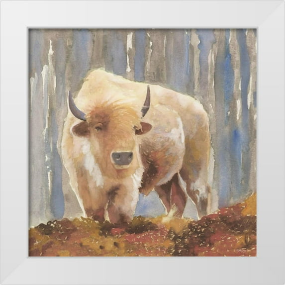 Stellar Design Studio 15x15 White Modern Wood Framed Museum Art Print Titled - White Buffalo