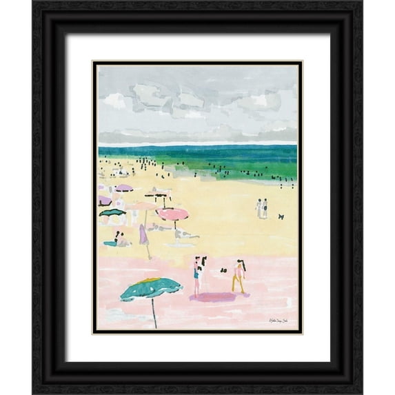 Stellar Design Studio 15x18 Black Ornate Wood Framed with Double Matting Museum Art Print Titled - Beach Days 2