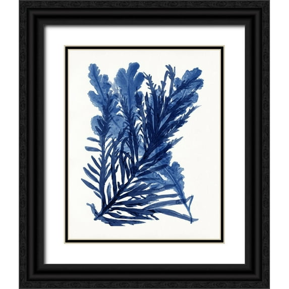 Stellar Design Studio 15x18 Black Ornate Wood Framed with Double Matting Museum Art Print Titled - Indigo Ocean III