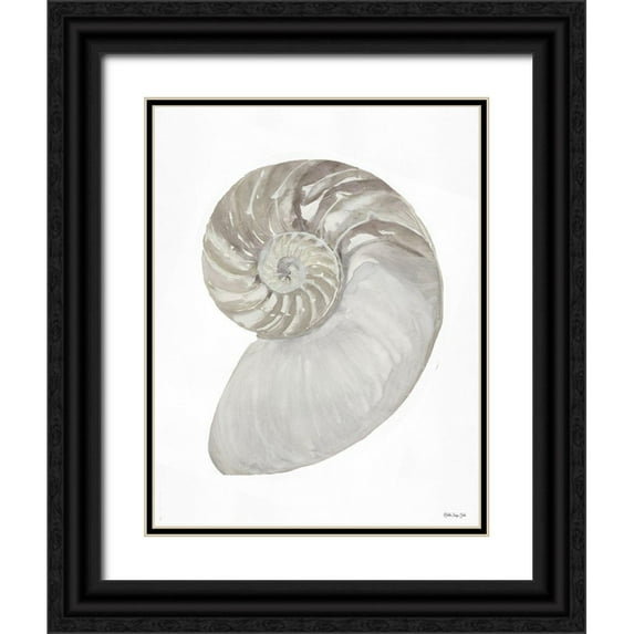 Stellar Design Studio 15x18 Black Ornate Wood Framed with Double Matting Museum Art Print Titled - Neutral Shell 2