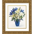 thumbnail image 1 of Stellar Design Studio 15x18 Gold Ornate Wood Framed with Double Matting Museum Art Print Titled - White And Navy Floral Arrangement II, 1 of 4