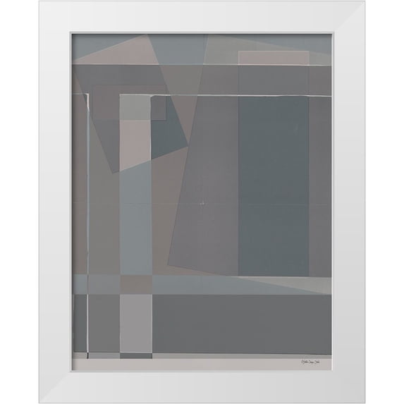 Stellar Design Studio 15x18 White Modern Wood Framed Museum Art Print Titled - Blocks I