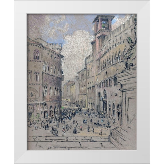 Stellar Design Studio 15x18 White Modern Wood Framed Museum Art Print Titled - City Square