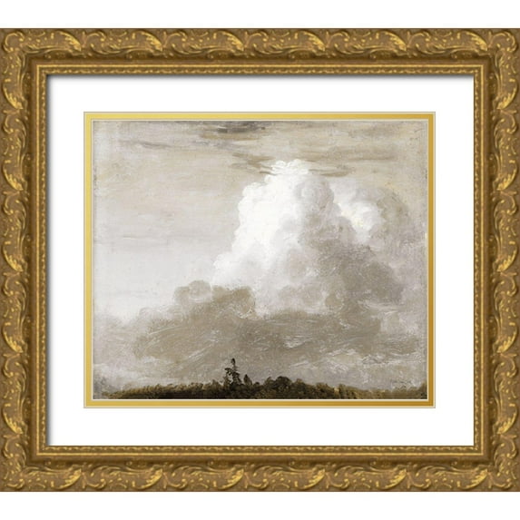 Stellar Design Studio 17x15 Gold Ornate Wood Framed with Double Matting Museum Art Print Titled - White Clouds Landscape