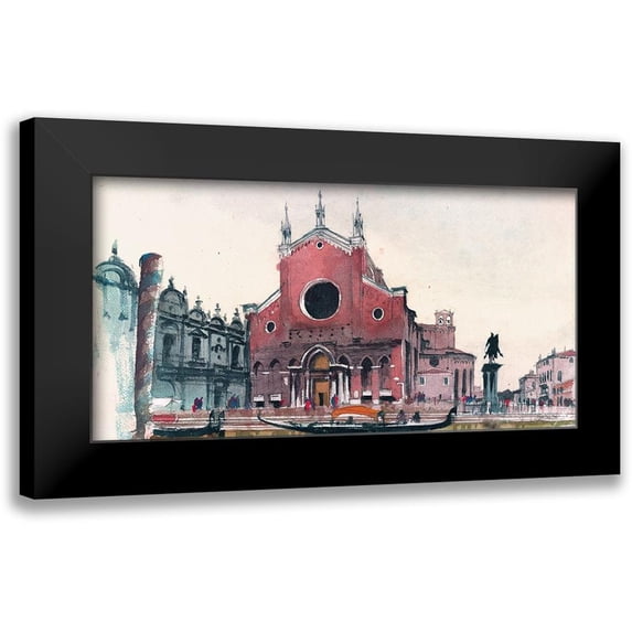 Stellar Design Studio 18x11 Black Modern Framed Museum Art Print Titled - Venice Waterway