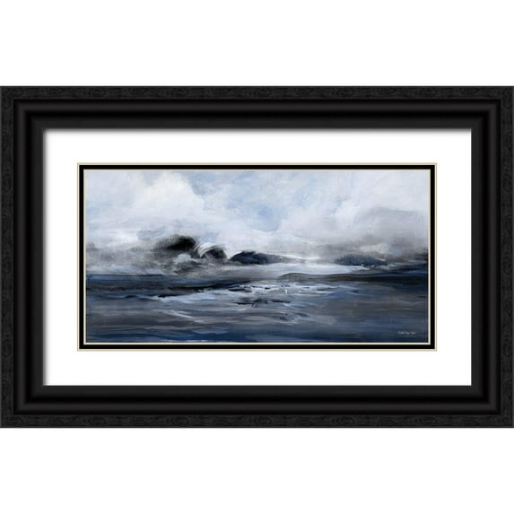 Stellar Design Studio 18x11 Black Ornate Wood Framed with Double Matting Museum Art Print Titled - Distant Calm I