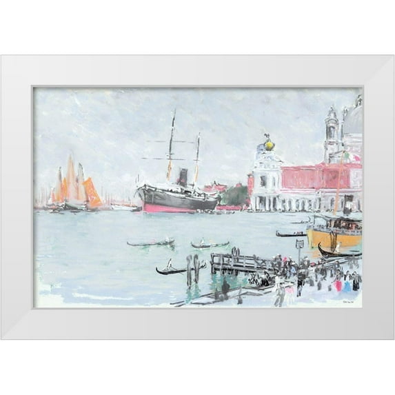 Stellar Design Studio 18x13 White Modern Wood Framed Museum Art Print Titled - Port of Venice