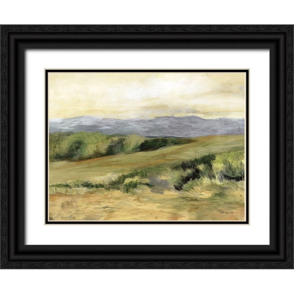 Stellar Design Studio 18x15 Black Ornate Wood Framed with Double Matting Museum Art Print Titled - Land 3