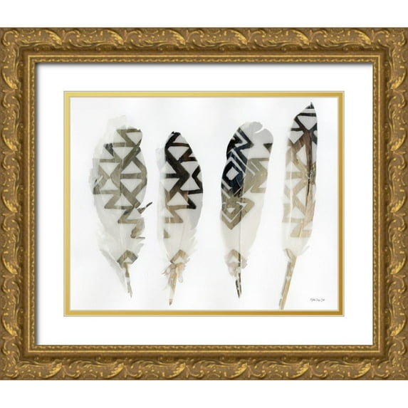 Stellar Design Studio 18x15 Gold Ornate Wood Framed with Double Matting Museum Art Print Titled - Feathers 2
