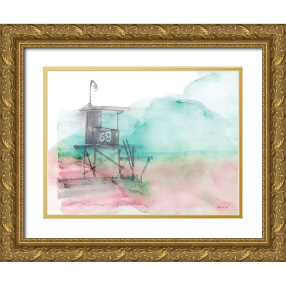 Stellar Design Studio 18x15 Gold Ornate Wood Framed with Double Matting Museum Art Print Titled - High Surf 2