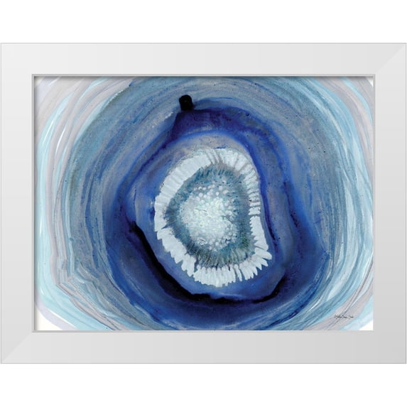 Stellar Design Studio 18x15 White Modern Wood Framed Museum Art Print Titled - Shades of Blue Agate