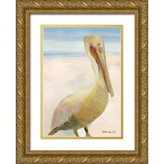 Stellar Design Studio 18x24 Gold Ornate Wood Framed with Double Matting Museum Art Print Titled - Pelican 1