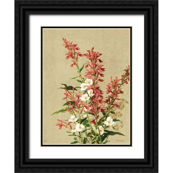 Stellar Design Studio 19x24 Black Ornate Wood Framed with Double Matting Museum Art Print Titled - Meadow Flowers 2