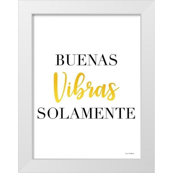Stellar Design Studio 19x24 White Modern Wood Framed Museum Art Print Titled - Spanish Good Vibes Only