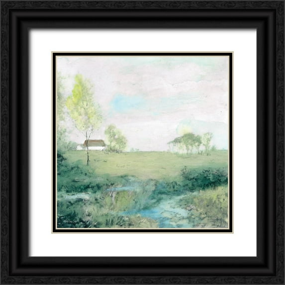 Stellar Design Studio 20x20 Black Ornate Wood Framed with Double Matting Museum Art Print Titled - Peaceful Country 2