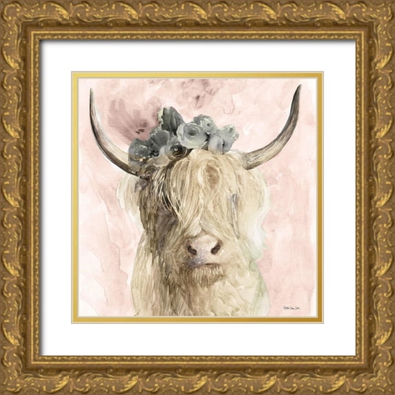Stellar Design Studio 20x20 Gold Ornate Wood Framed with Double Matting Museum Art Print Titled - Highland Pretty