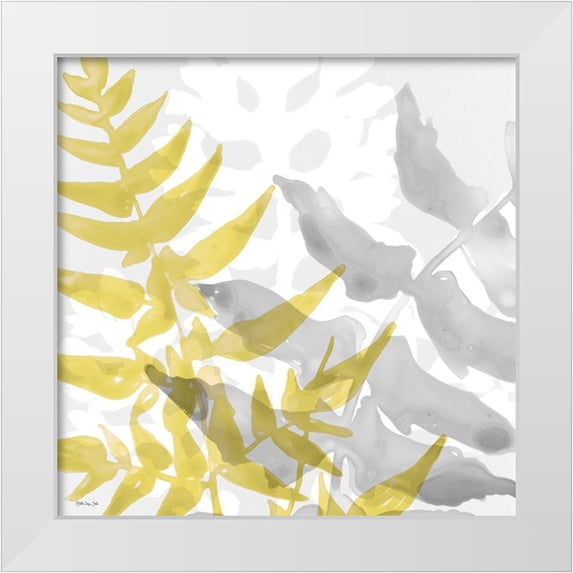 Stellar Design Studio 20x20 White Modern Wood Framed Museum Art Print Titled - Yellow-Gray Leaves 2