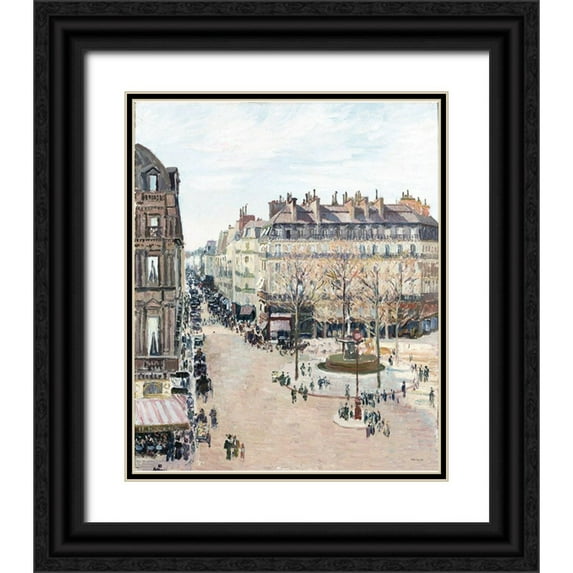 Stellar Design Studio 20x23 Black Ornate Wood Framed with Double Matting Museum Art Print Titled - La Rue Saint Honore