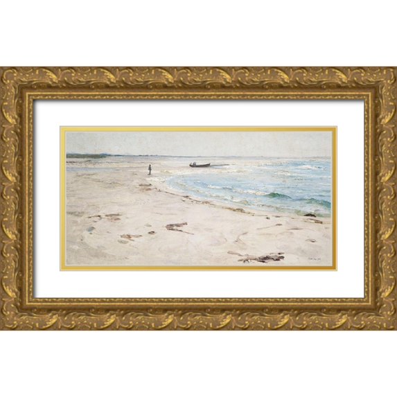 Stellar Design Studio 24x14 Gold Ornate Wood Framed with Double Matting Museum Art Print Titled - From the Beach