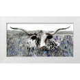 thumbnail image 1 of Stellar Design Studio 24x14 White Modern Wood Framed Museum Art Print Titled - Longhorn in Flower Field, 1 of 4