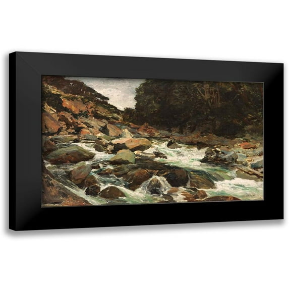 Stellar Design Studio 24x16 Black Modern Framed Museum Art Print Titled - Rocky Stream