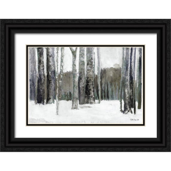 Stellar Design Studio 24x17 Black Ornate Wood Framed with Double Matting Museum Art Print Titled - Winter Forest