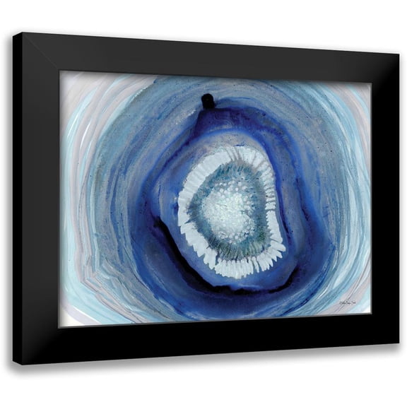 Stellar Design Studio 24x19 Black Modern Framed Museum Art Print Titled - Shades of Blue Agate