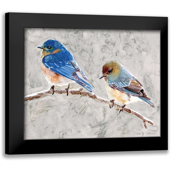 Stellar Design Studio 24x20 Black Modern Framed Museum Art Print Titled - Eastern Bluebirds 1