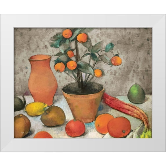 Stellar Design Studio 24x20 White Modern Wood Framed Museum Art Print Titled - Still-Life with Oranges
