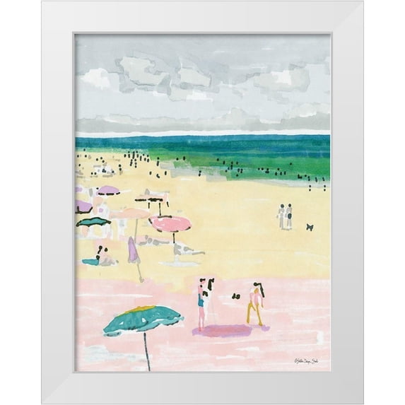 Stellar Design Studio 25x32 White Modern Wood Framed Museum Art Print Titled - Beach Days 2