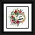 thumbnail image 1 of Stellar Design Studio 26x26 Black Ornate Wood Framed with Double Matting Museum Art Print Titled - Joy to the World Wreath, 1 of 4