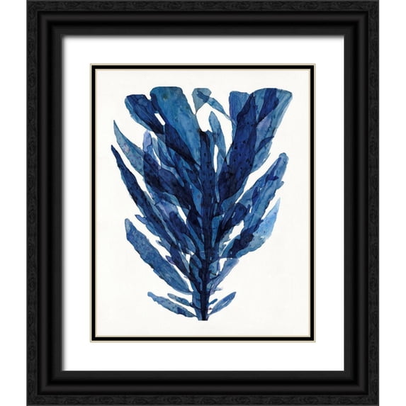 Stellar Design Studio 26x32 Black Ornate Wood Framed with Double Matting Museum Art Print Titled - Indigo Ocean II