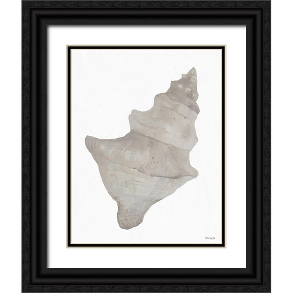 Stellar Design Studio 26x32 Black Ornate Wood Framed with Double Matting Museum Art Print Titled - Neutral Shell 1