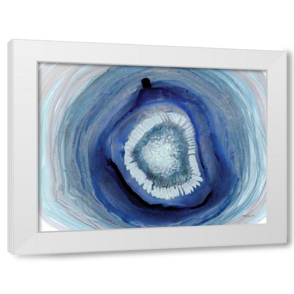 Stellar Design Studio 4x14 White Modern Wood Framed Wall Art Titled - Shades of Blue Agate