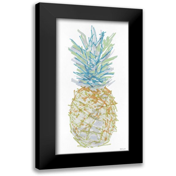 Stellar Design Studio 9x14 Black Modern Framed Museum Art Print Titled - Sketchy Pineapple 1