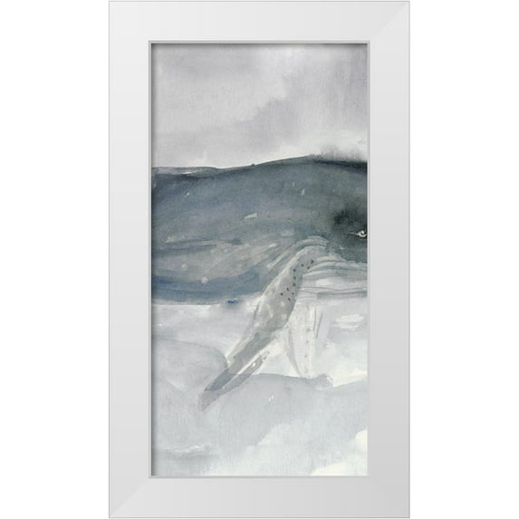 Stellar Design Studio 9x14 White Modern Wood Framed Museum Art Print Titled - Blue Whale Triptych II