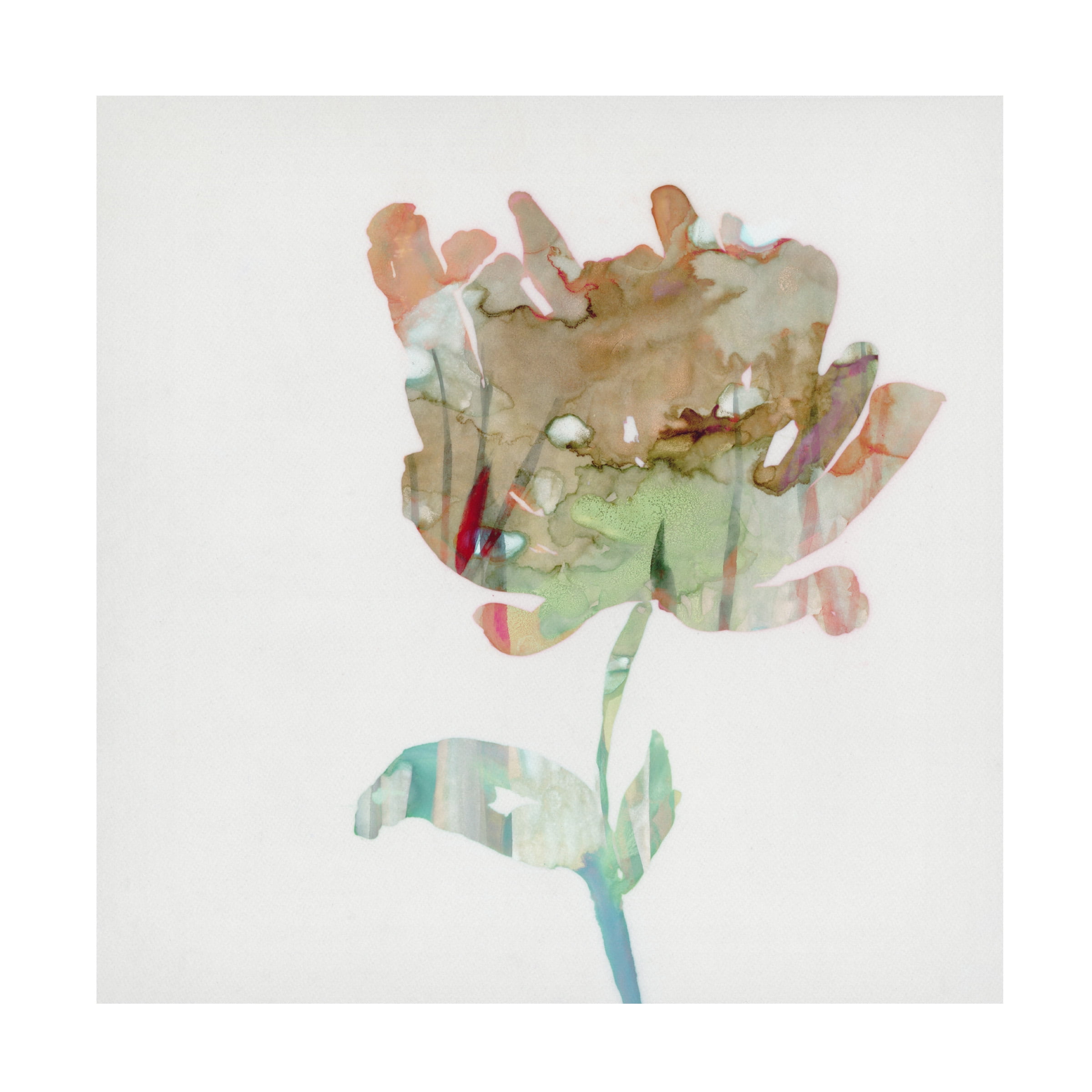 Abstract Floral Watercolor Canvas Art in Green and Tan