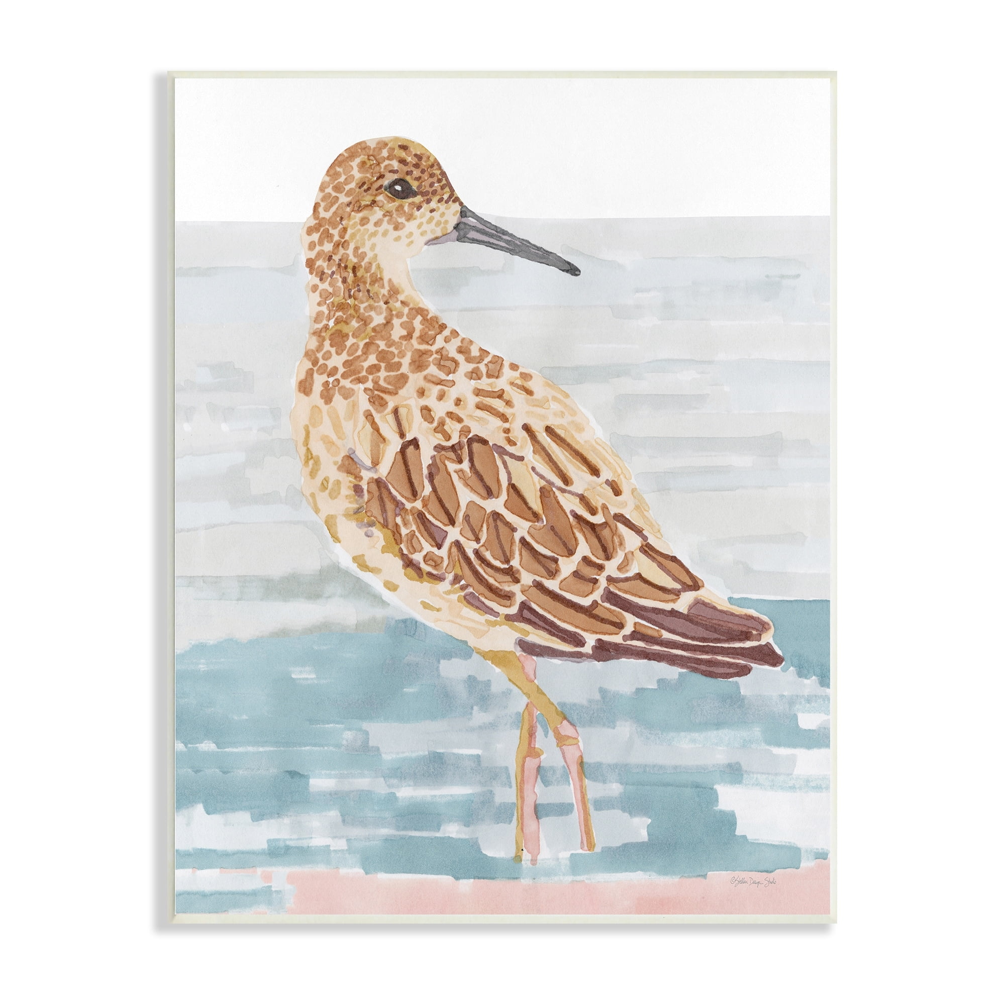 Stupell Industries Posing Herring Seagull Sea Shoreline Bird Painting,10 x 15, Design by Stellar Design Studio