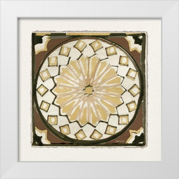 Stellar Designs Studio 12x12 White Modern Wood Framed Museum Art Print Titled - Moroccan Tile Pattern IV