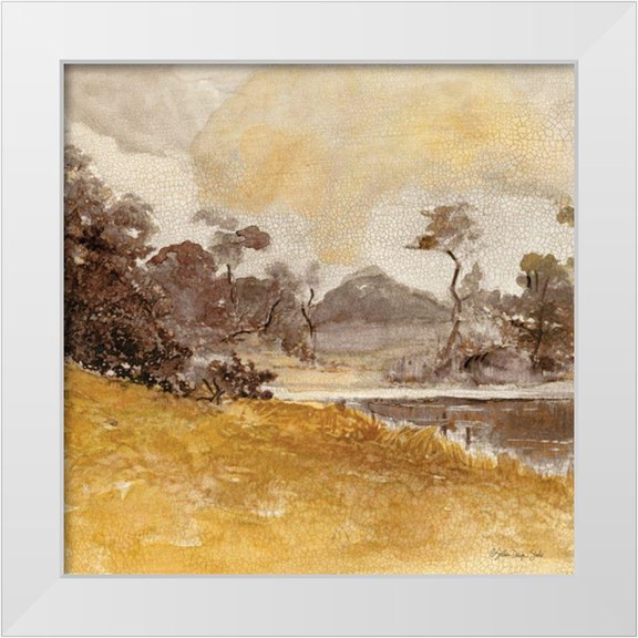 Stellar Designs Studio 12x12 White Modern Wood Framed Museum Art Print Titled - Traditional Landscape 2