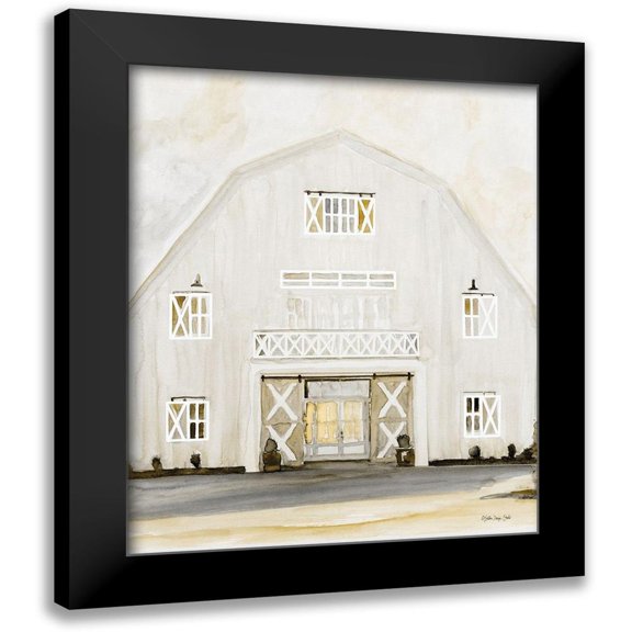 Stellar Designs Studio 12x14 Black Modern Framed Museum Art Print Titled - Wedding Barn