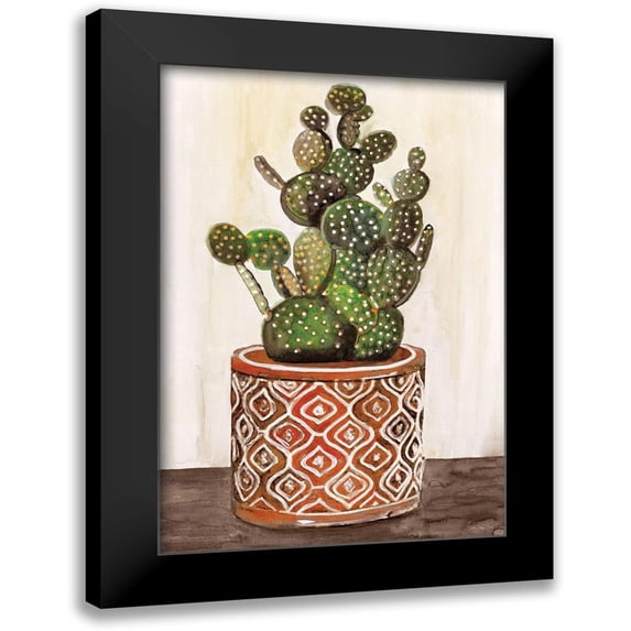 Stellar Designs Studio 13x18 Black Modern Framed Museum Art Print Titled - Potted Cactus I