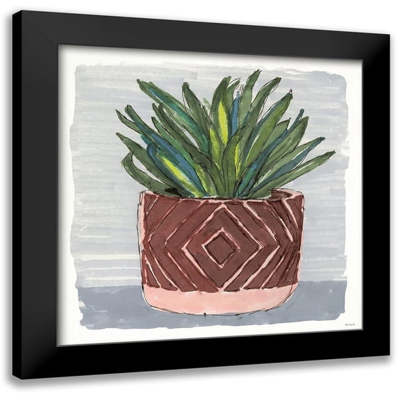 Stellar Designs Studio 15x15 Black Modern Framed Museum Art Print Titled - Potted Agave II
