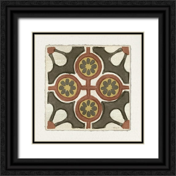 Stellar Designs Studio 15x15 Black Ornate Wood Framed with Double Matting Museum Art Print Titled - Moroccan Tile Pattern II
