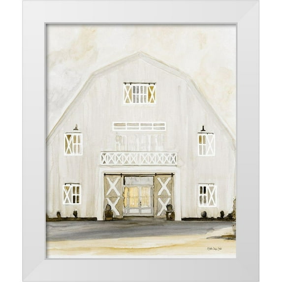 Stellar Designs Studio 15x18 White Modern Wood Framed Museum Art Print Titled - Wedding Barn