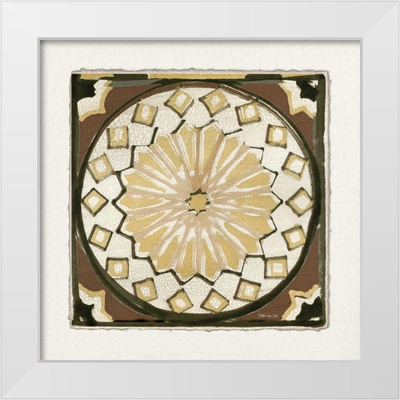 Stellar Designs Studio 26x26 White Modern Wood Framed Museum Art Print Titled - Moroccan Tile Pattern IV