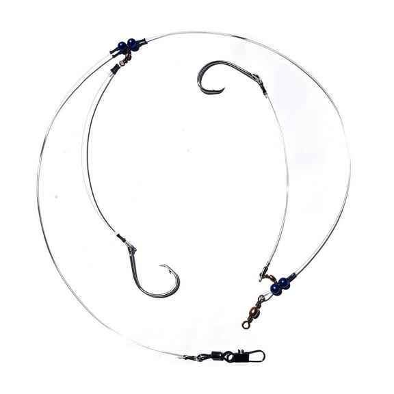 Stellar Double Drop (6/0 Hooks, 2 Pack) Drum Leaders, Saltwater Fishing Rig, Circle Hooks 100 lb. Mono