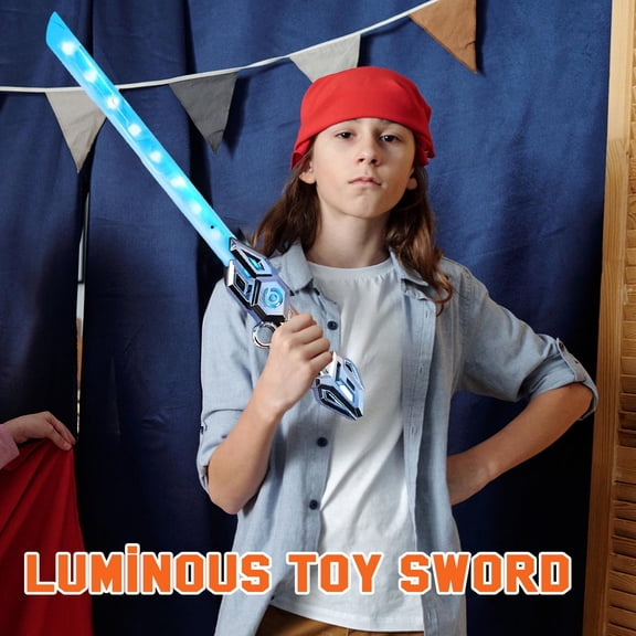Stellar Dual-Blade Telescopic Light-Up Spark Sword With Sound, 6 Light Modes, Blue (1Pc), Includes Charging Cable