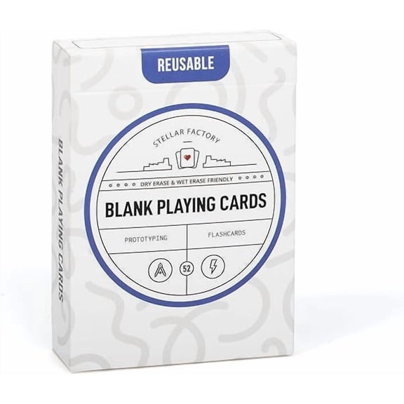 Stellar Factory Premium Reusable Blank Playing Cards - Dry Erase & Wet Erase - Game Design, Prototyping, and Flashcards (1 Count)